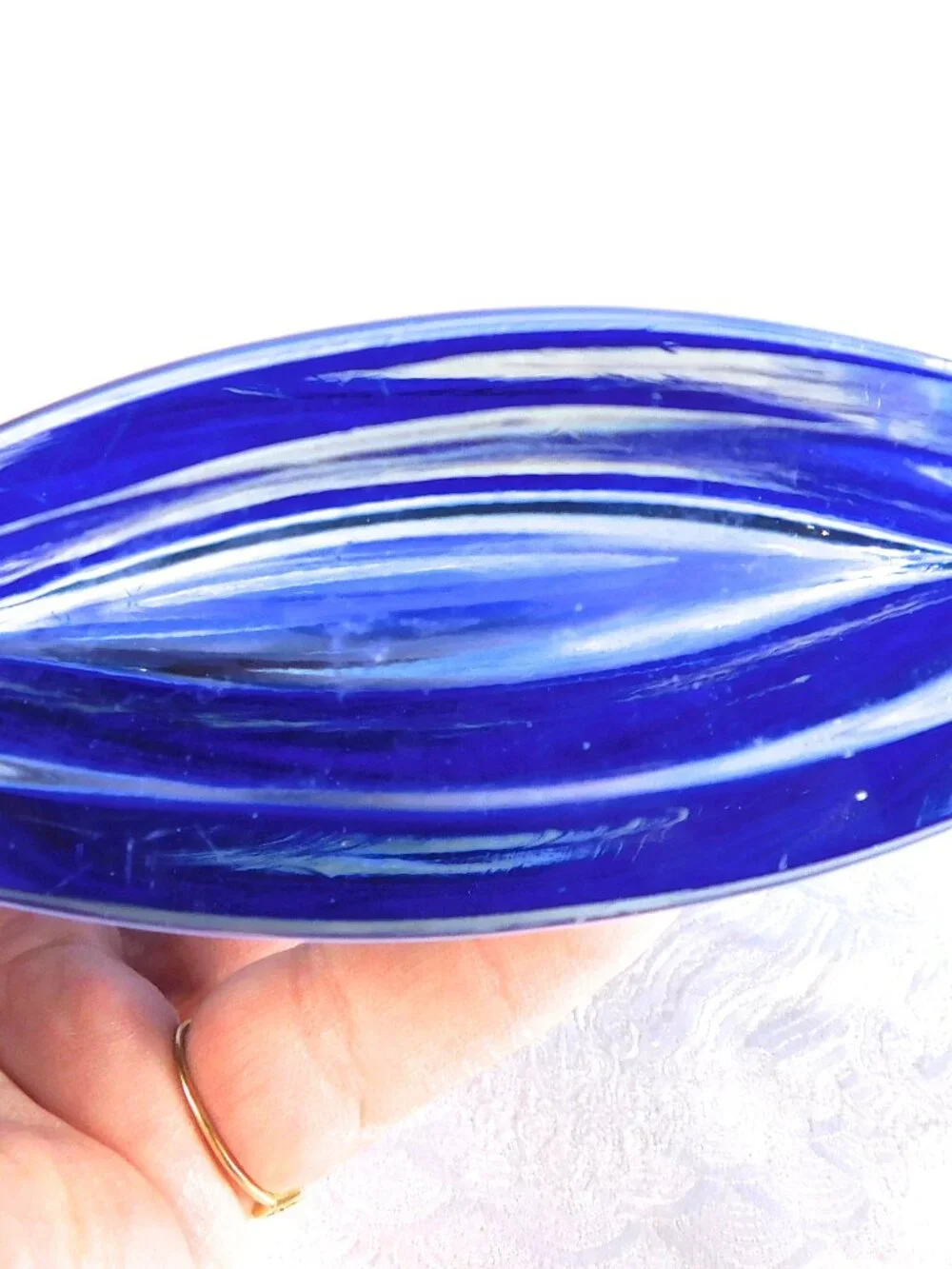 Slender Blue Art Glass Vase by LSA Poland # 27674